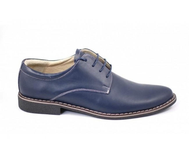 Pantofi bleumarin barbati casual - eleganti din piele naturala Dark Blue