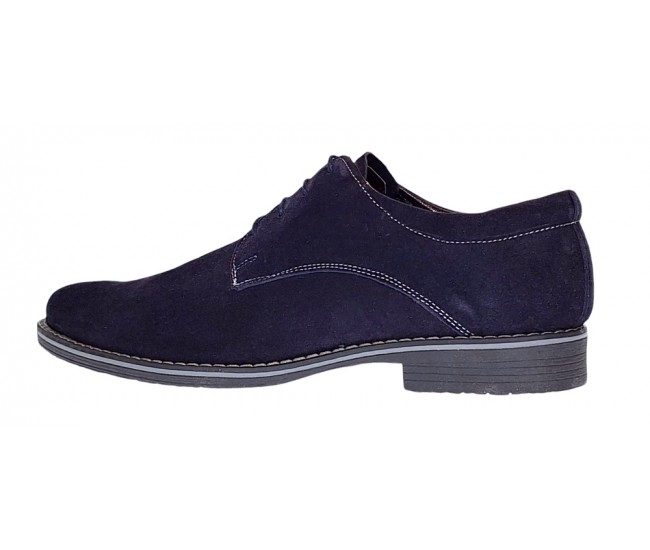 Pantofi barbati casual din piele naturala intoarsa Bleumarin PABLVEL