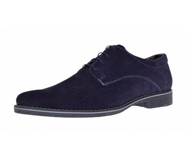 Pantofi barbati casual din piele naturala intoarsa Bleumarin PABLVEL