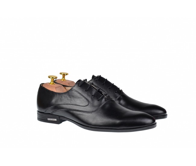 Pantofi barbati eleganti din piele naturala de culoare neagra PNOU371N