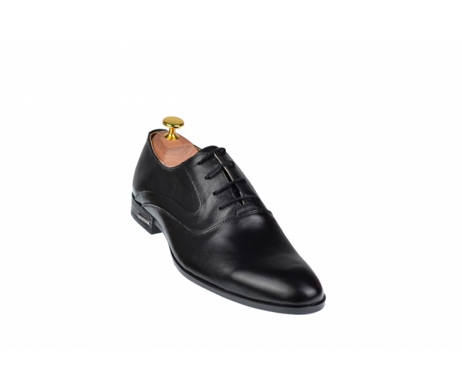 Pantofi barbati eleganti din piele naturala de culoare neagra PNOU371N