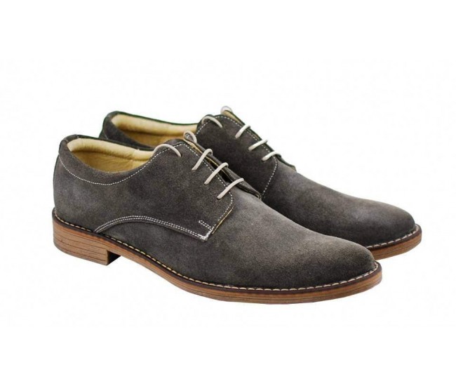 Pantofi barbati casual eleganti din piele naturala gri ROVGRI