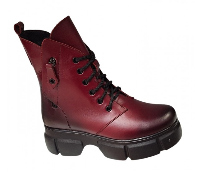 Ghete dama casual, din piele naturala, Shelenova Bordeaux SCV962N