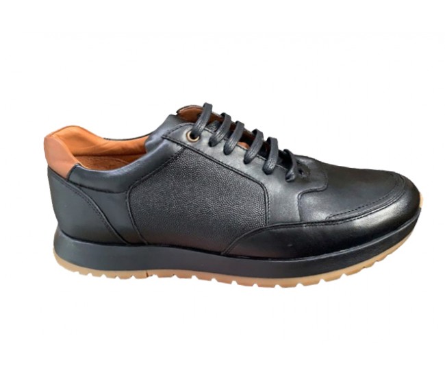 Oferta pantofi barbati sport casual din piele naturala Negru SIR119N