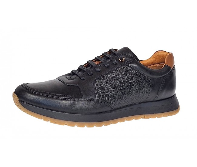 Oferta pantofi barbati sport casual din piele naturala Negru SIR119N