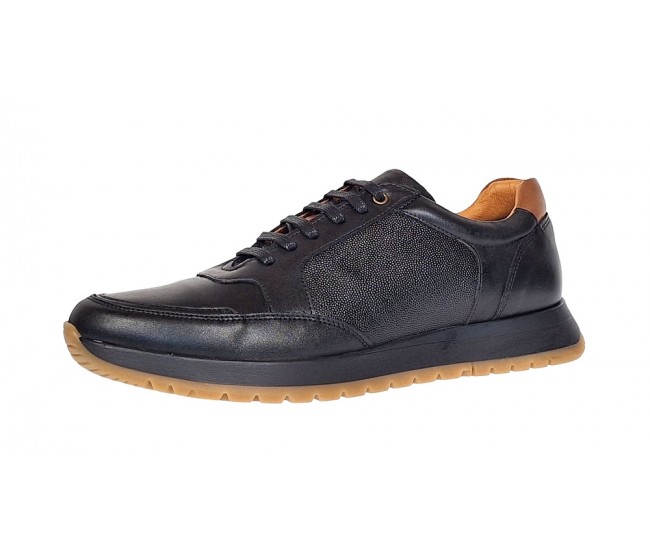 Oferta pantofi barbati sport casual din piele naturala Negru SIR119N