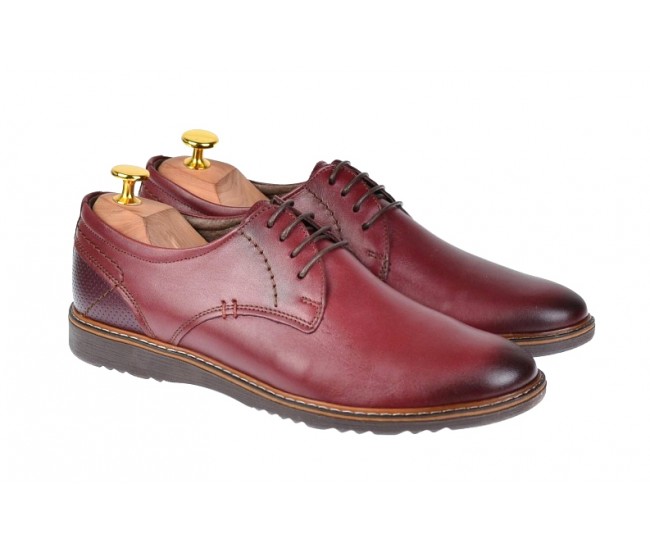 Pantofi barbati casual din piele naturala bordo - SIR135VIS