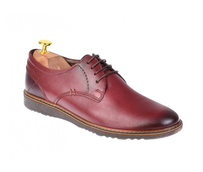 Pantofi barbati casual din piele naturala bordo - SIR135VIS