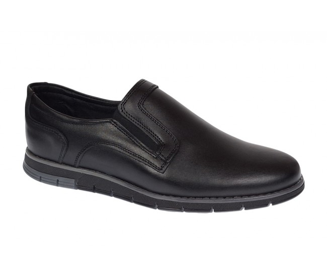 Pantofi barbati casual din piele naturala cu elastic negru SP2019EN