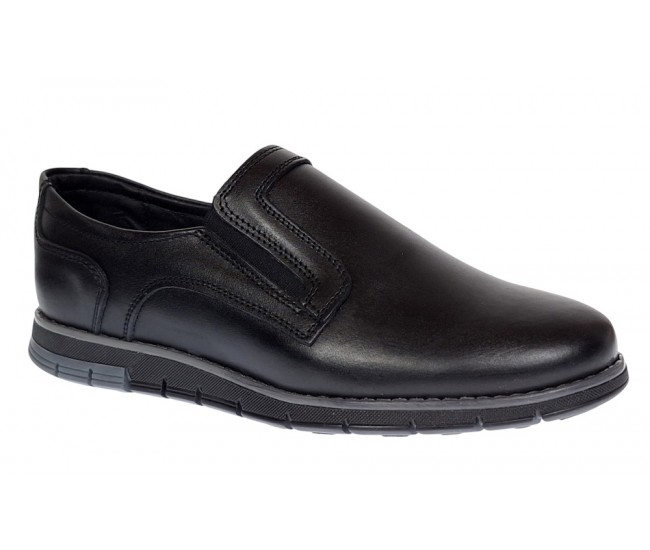 Pantofi barbati casual din piele naturala cu elastic negru SP2019EN