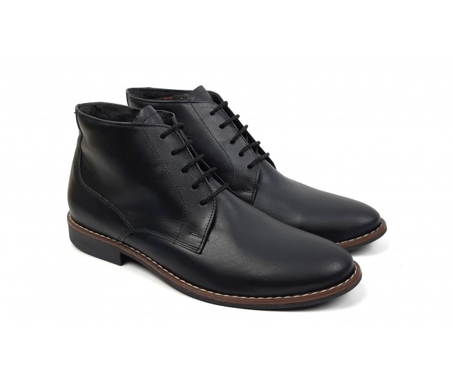 Ghete barbati NEGRE, casual, elegante din piele naturala, STDG184N