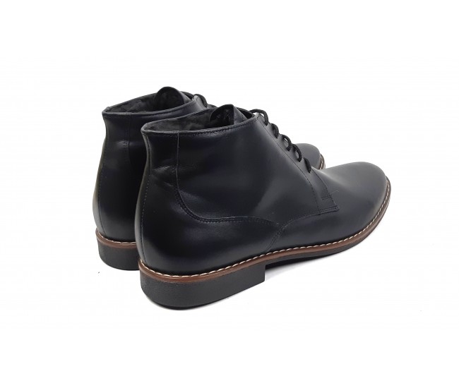 Ghete barbati NEGRE, casual, elegante din piele naturala, STDG184N