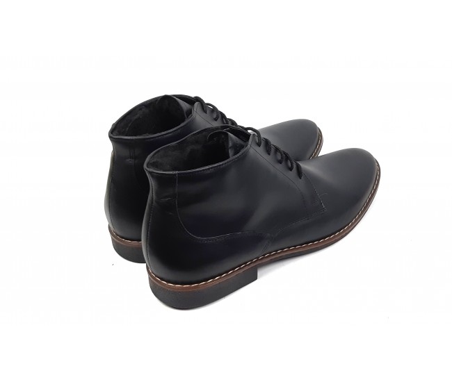 Ghete barbati NEGRE, casual, elegante din piele naturala, STDG184N