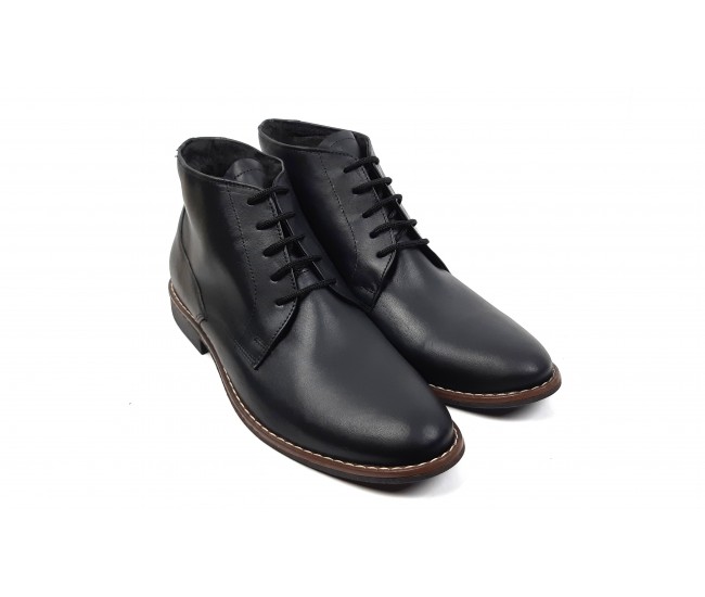 Ghete barbati NEGRE, casual, elegante din piele naturala, STDG184N