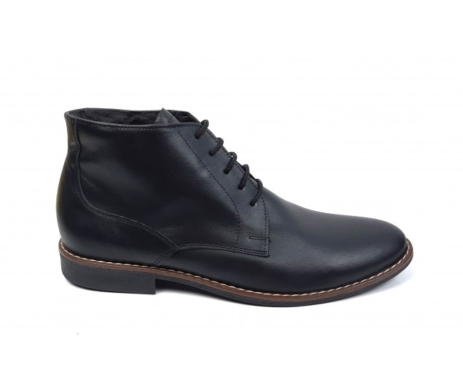 Ghete barbati NEGRE, casual, elegante din piele naturala, STDG184N