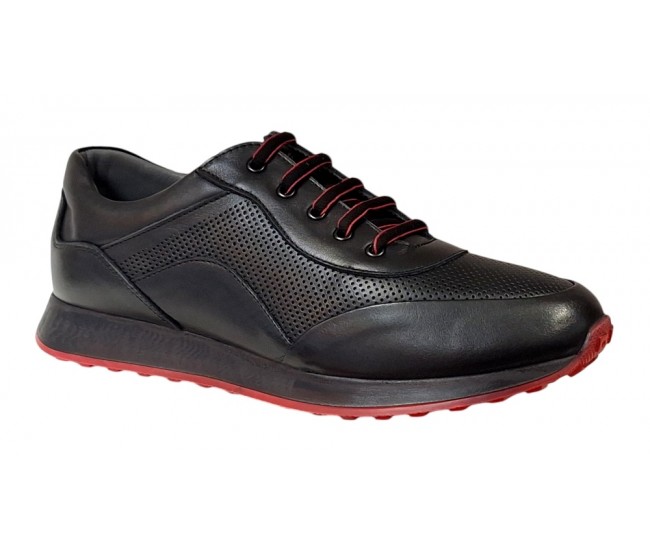 Pantofi barbati casual din piele naturala, negru, SV012NR