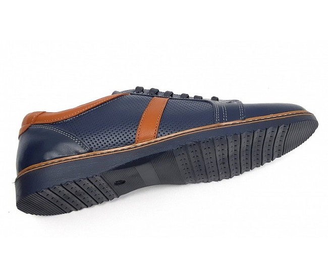 Pantofi barbati casual din piele naturala, bleumarin, TENMARIOBLM