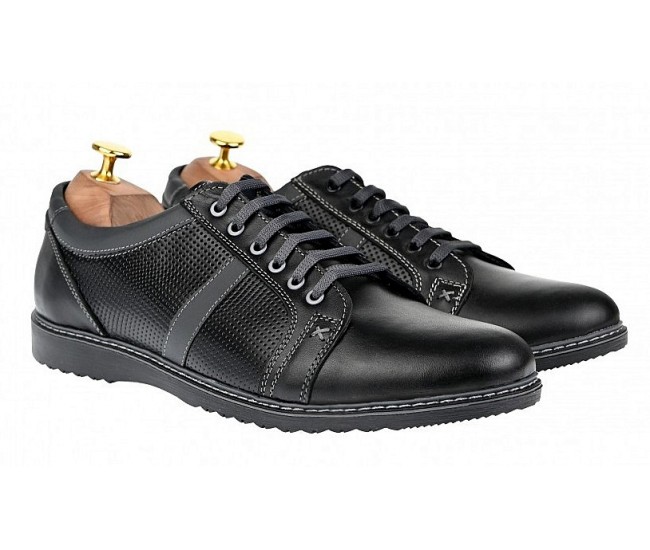 Pantofi barbati, casual, sport, din piele naturala, negru - TENMARIONEGRU