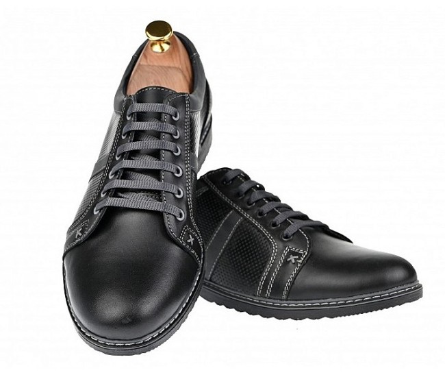 Pantofi barbati, casual, sport, din piele naturala, negru - TENMARIONEGRU