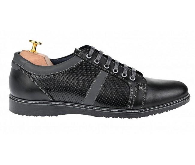 Pantofi barbati, casual, sport, din piele naturala, negru - TENMARIONEGRU