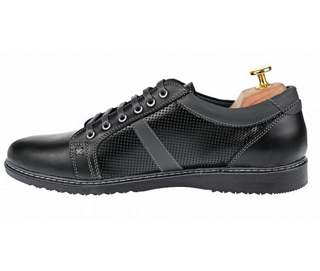 Pantofi barbati, casual, sport, din piele naturala, negru - TENMARIONEGRU