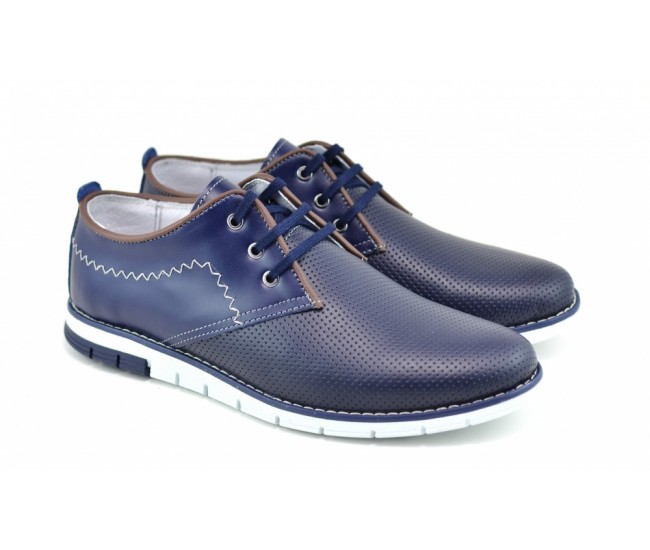 Oferta 40, 42 Pantofi barbati sport din piele naturala bleumarin Yanis Blue Confort 