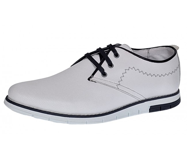 Oferta 40, 42 Pantofi barbati sport din piele naturala Alb Yanis Confort 