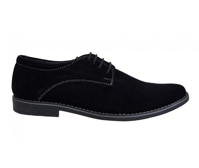 Pantofi barbati, casual, din piele naturala intoarsa, negru, VELN