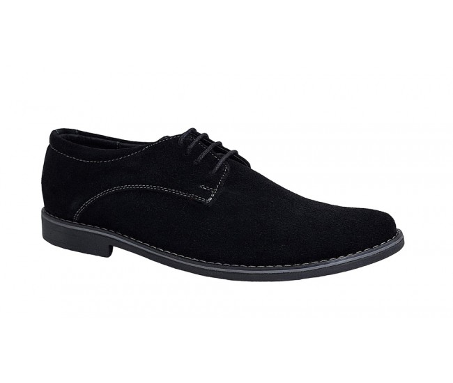 Pantofi barbati, casual, din piele naturala intoarsa, negru, VELN