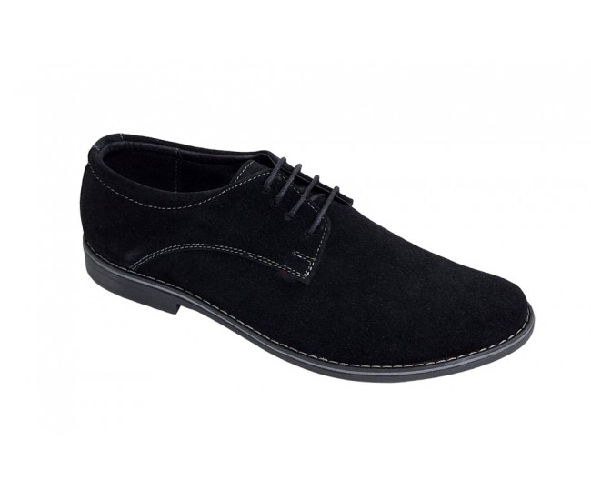 Pantofi barbati, casual, din piele naturala intoarsa, negru, VELN