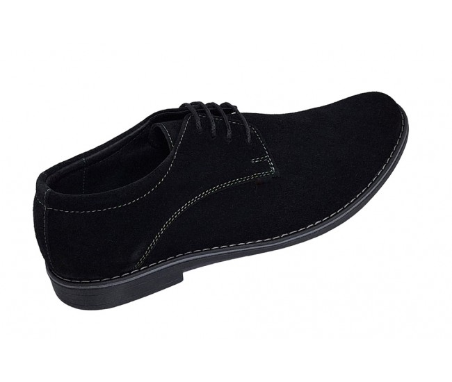 Pantofi barbati, casual, din piele naturala intoarsa, negru, VELN