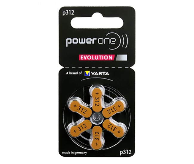 BATERII AUDITIVE POWER ONE EVOLUTION P312 BL 6 VARTA 