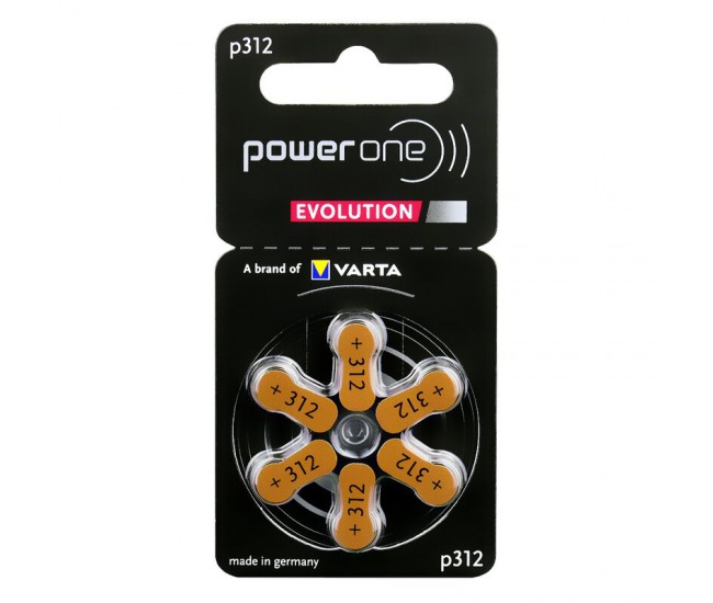 BATERII AUDITIVE POWER ONE EVOLUTION P312 BL 6 VARTA 