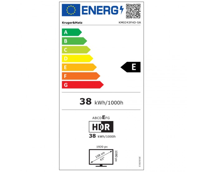 GOOGLE SMART TV 43 INCH 108CM H265 HEVC KRUGER&MATZ 