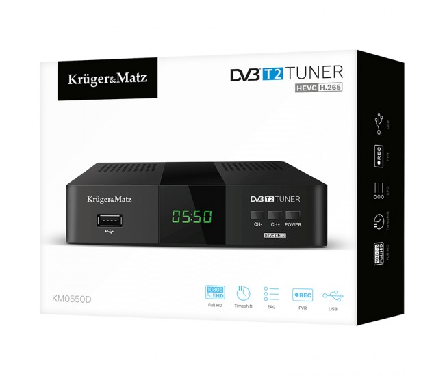 TUNER DVB-T2 H.265 HEVC KRUGER&MATZ 