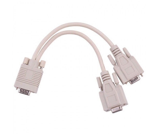 CABLU ADAPTOR VGA 15PINI TATA-2X 15PINI MAMA 