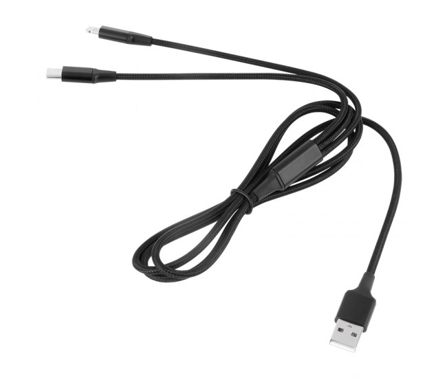 CABLU USB A - USB C/LIGHTNING (2+1) 1M 