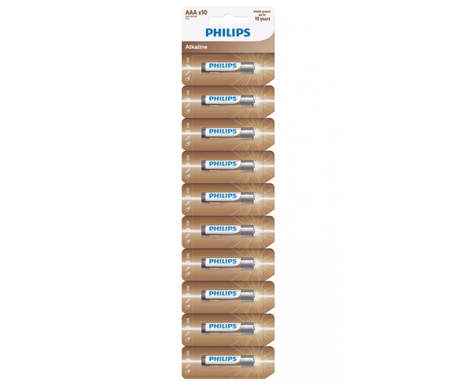 BATERIE ENTRY ALKALINE AAA LR03 BLISTER 10 BUC PHILIPS 