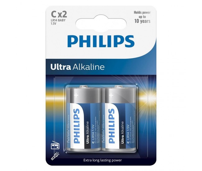 BATERIE ULTRA ALKALINE LR14 C BLISTER 2 BUC PHILIPS 