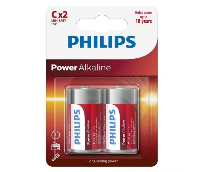 BATERIE POWER ALKALINE LR14 C BLISTER 2 BUC PHILIPS 