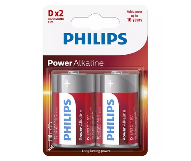 BATERIE POWER ALKALINE LR20 D BLISTER 2 BUC PHILIPS 