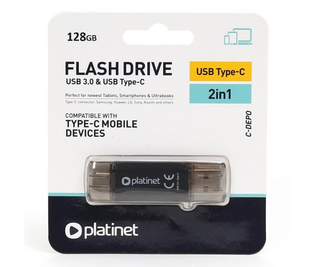 FLASH DRIVE USB 3.0 SI TYPE C 128GB C-DEPO PLATINET 