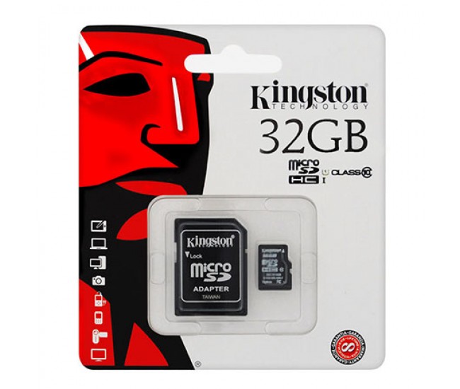 MICROSD CARD 32GB CLASS 10 ADAPTOR KINGSTON 