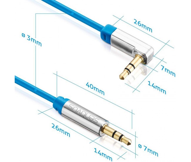 CABLU AUDIO 3.5 TATA - TATA 0.25M 90 SENTIVUS 