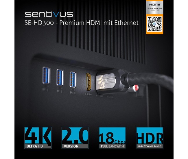 CABLU PREMIUM HDMI TATA - TATA 4K 2.0M SENTIVUS 