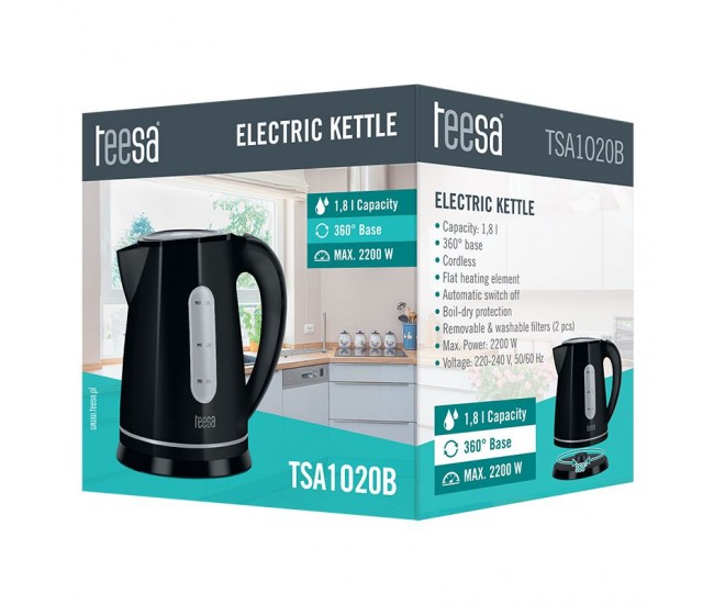 FIERBATOR ELECTRIC CORDLESS 1.8L NEGRU TEESA 