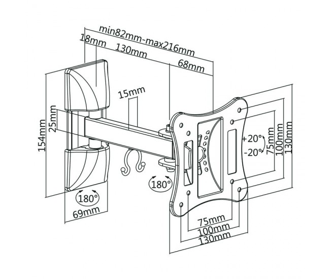 SUPORT TV DE PERETE 13-27 INCH CABLETECH 