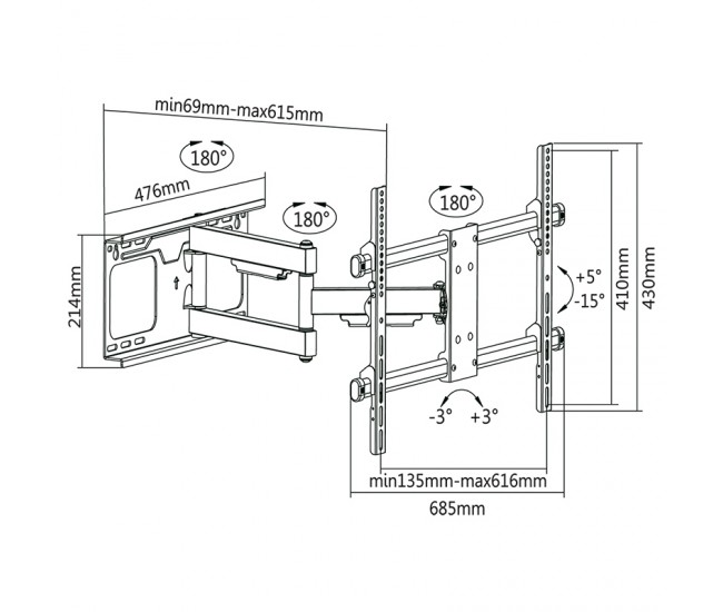 SUPORT TV DE PERETE 37-70 INCH CABLETECH 