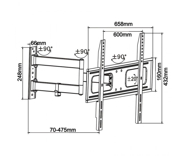 SUPORT TV DE PERETE 40-65 INCH CABLETECH 