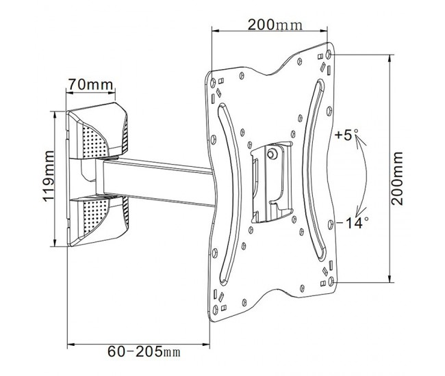 SUPORT TV 13-42 INCH PIVOTARE ORIZONTALA/VERT 